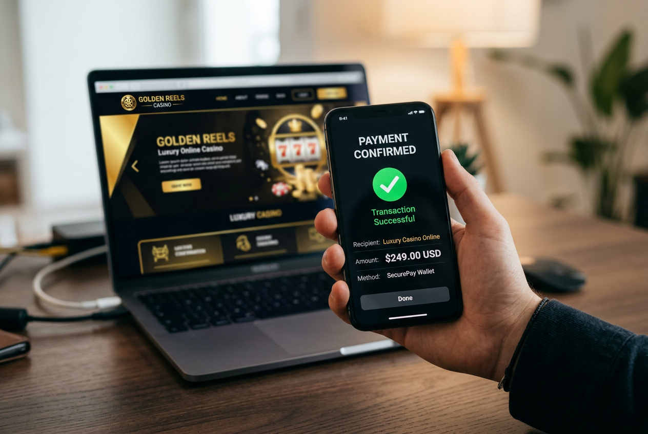 Smartphone displaying a Viva Wallet payment confirmation next to a laptop.